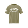 Jesus Is King Premium Oversized Tee - Light Olive