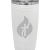 R&R 20 oz. Golf Tumbler with Dimples and Clear Slider Lid - White