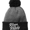 R&R Cuffed Pom Beanie - Black/ Heather Grey