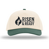 R&R 5-Panel Relaxed Gramps Hat - Cream/ Cream/ Dark Green