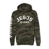 Jesus Is King Camo Premium Heavyweight Hoodie - Forest Camo