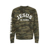 Jesus Is King Premium Heavyweight Crew - Forest Camo
