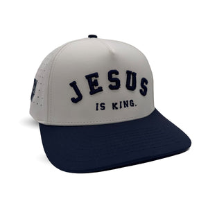 Jesus Is King Navy Premium Snapback Hat