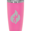 R&R 20 oz. Golf Tumbler with Dimples and Clear Slider Lid - Pink - Full Dimples
