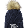 R&R Fur Pom Beanie - Deep Navy