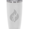 R&R 20 oz. Golf Tumbler with Dimples and Clear Slider Lid - White - Full Dimples