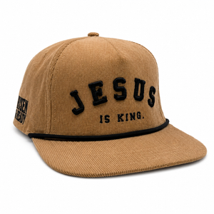JESUS IS KING Brown Corduroy Premium Snapback Hat