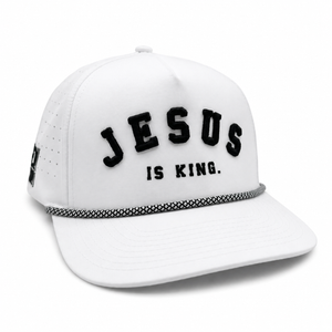 Jesus Is King White / Black Rope Premium Snapback Hat