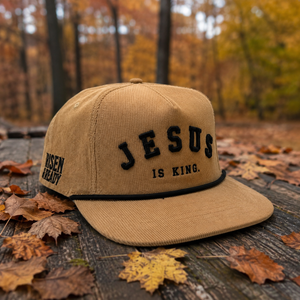 JESUS IS KING Brown Corduroy Premium Snapback Hat