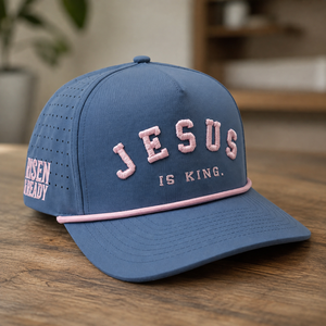 JESUS IS KING Blue / Pink Rope Premium Snapback Hat