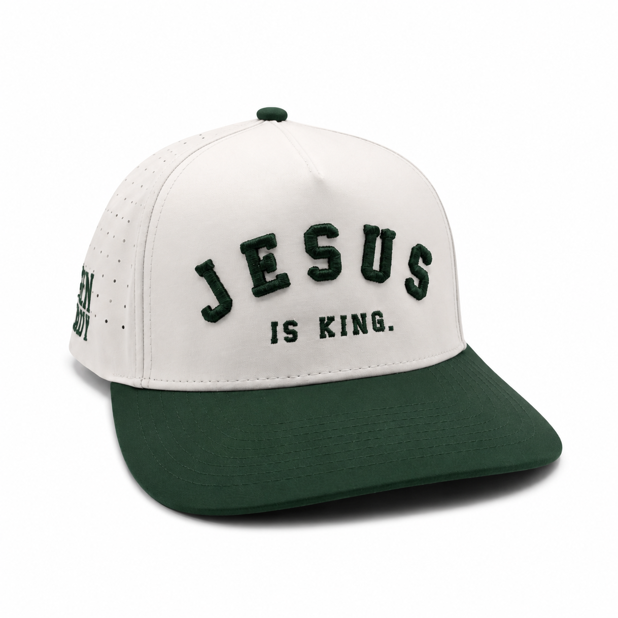 Jesus Is King Green Two-Tone Premium Snapback Hat