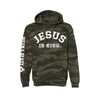 Jesus Is King Camo Premium Heavyweight Hoodie - Forest Camo