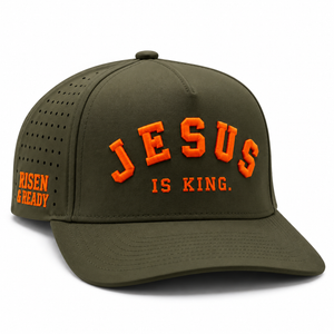 JESUS IS KING Hunter Orange / Army Green Premium SnapBack