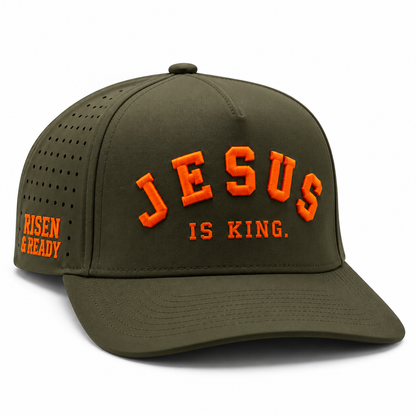 JESUS IS KING Hunter Orange / Army Green Premium SnapBack