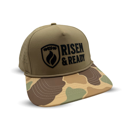Tan and Camo Performance Snapback