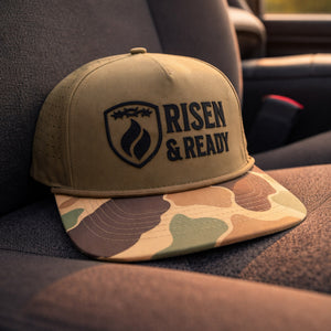 Tan and Camo Performance Snapback