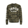 Jesus Is King Premium Heavyweight Crew - Forest Camo